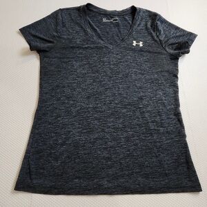Under Armour Women’s V-Neck Performance Tee — Dark Heather Gray